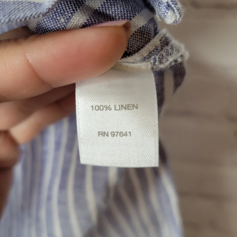 J. JILL Linen Striped Sleeveless Button Up Tunic S - Picture 7 of 8